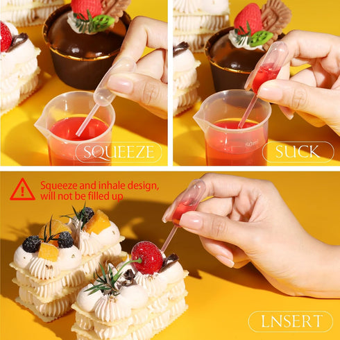 Teenitor Cupcake Pipettes, 60Pcs 4ml Plastic Dropper Squeeze for Alcohol Infuser, Mini Flavor Liquor Infuser