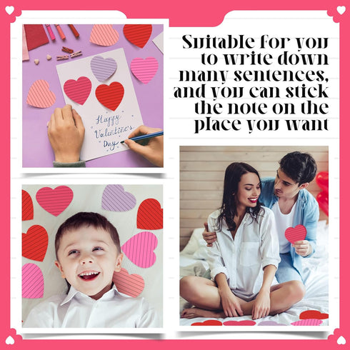 Glenmal 200 Pack Valentine's Day Heart Shape Sticky Notes, 3 x 3 Inch, Cute Self-Adhesive Pastel Notepads