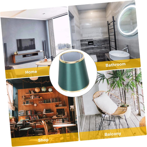 Balacoo Fabric Lamp Shade for Table and Floor Lamps Decorative Chandelier Light Cover in Dark Green Gold Softens Light