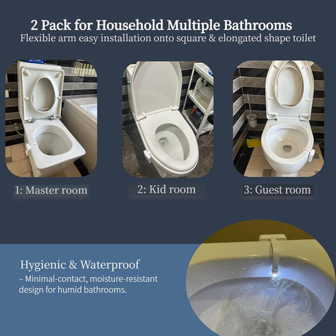2 Pack 16-Color Rechargeable Toilet Night Lights with Motion Detection - Novelty Bathroom Bowl Light - Cool Funny