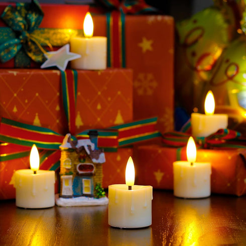 1.6" x2.5" 6pcs Yeelida Rechargeable Flameless Tea Light Candles with Remote & Type-C Charging Cable, Timer LED