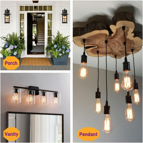 Edison LED Light Bulbs, 60 Watt Equivalent, 8W Dimmable, 2700K Soft Warm White, 800 Lumen, E26 Base, 6 Pack