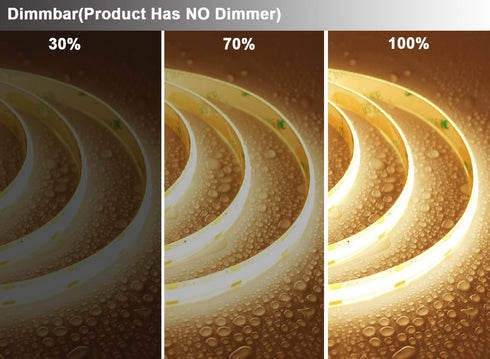 12V 3000K IP65 480LEDs/M 4000Lm CRI>90 16.4ft/5M TOPAI COB LED Strip Light Warm White Waterproof Super Bright Dotless