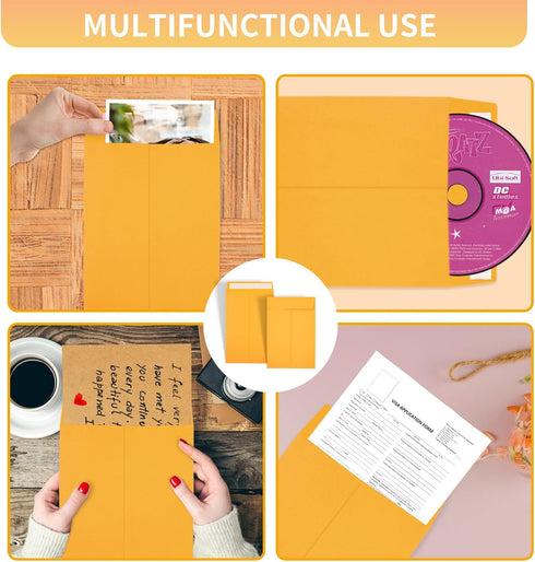 Joyberg 48 PCS 6x9 Envelopes - Yellow Self Seal Printable Catalog Mailing Envelopes, Tear Resistant Kraft for Letters,