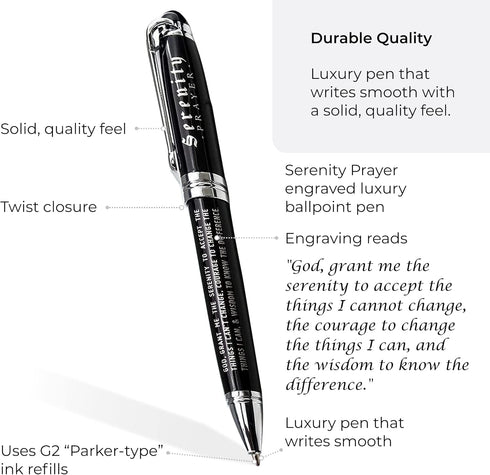 Inkstone Serenity Prayer Engraved Inspirational Gift Pen with Presentation Box Faith Sobriety Recovery Quote Gift by Inkstone