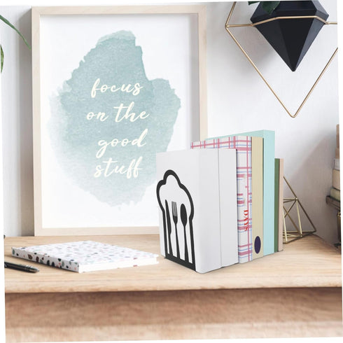 SHINEOFI 2pcs Metal Book Organizers for Office and Home Decorative File Book Stands Bookends for Desk Study and Living