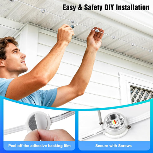 Lights,100FT IP67 72 JOH Permanent Outdoor RGB+IC Smart Eave Lights with DIY Color, Waterproof, App & Remote Control