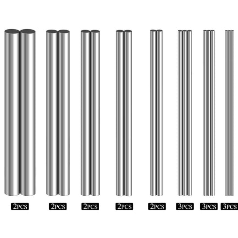 Diameter 2-10mm Stainless Steel Round Rods Bar for DIY Craft, 19PCS Set