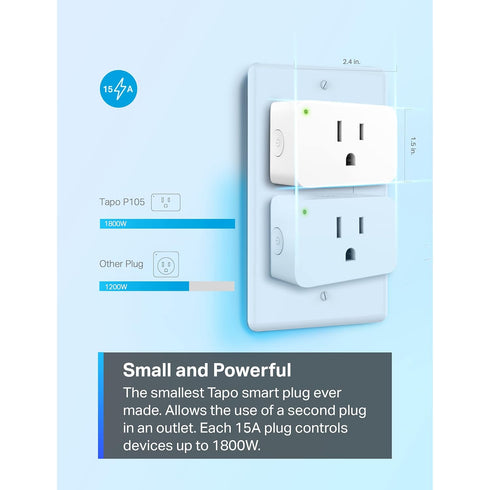 TP-Link Tapo Mini Smart Plug 15A, Wi-Fi Plug for Smart Home, Compatible with Alexa & Google Home, 4-Pack