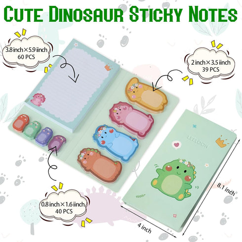 Dinosaur Sticky Notes Set - 360 Sheets Cute Cartoon Animal Dinosaur Self-Stick Memo Pads for Students, Office