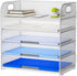 Marbrasse Paper Organizer Letter Tray, 5 Tier Mesh File Organizer with Handle for Home Office Supplies - White
