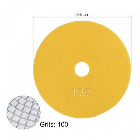 uxcell Diamond Polishing Pad, 5-Inch 100 Grits Wet/Dry Grinding for Stone, Concrete, Marble Countertop Floor
