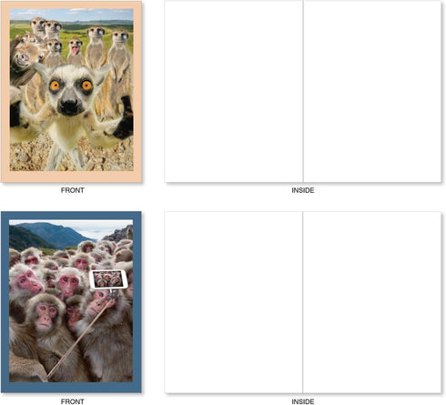 The Best Card Company - 20 Blank Note Cards with Envelopes (4 x 5.12 Inch) - Animal Card Assortment (10 Designs, 2 Each)