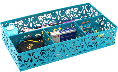 EasyPAG Desk Drawer Organizer, 3 Small Bins and 1 Long Bin, Dark Teal for Office Supplies