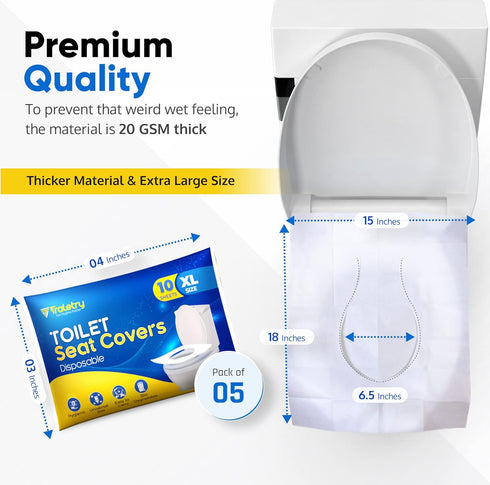 Pack 50 Toilet Seat Covers Disposable Flushable Travel of XL-Disposable Toilet Seat Covers-Biodegradable Paper-Kids Men