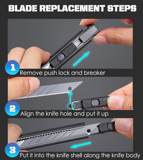 6 Pack Utility Knife Retractable with 30 Degree Snap Off Blade, Extra 20 Sharp Blades for Heavy Duty