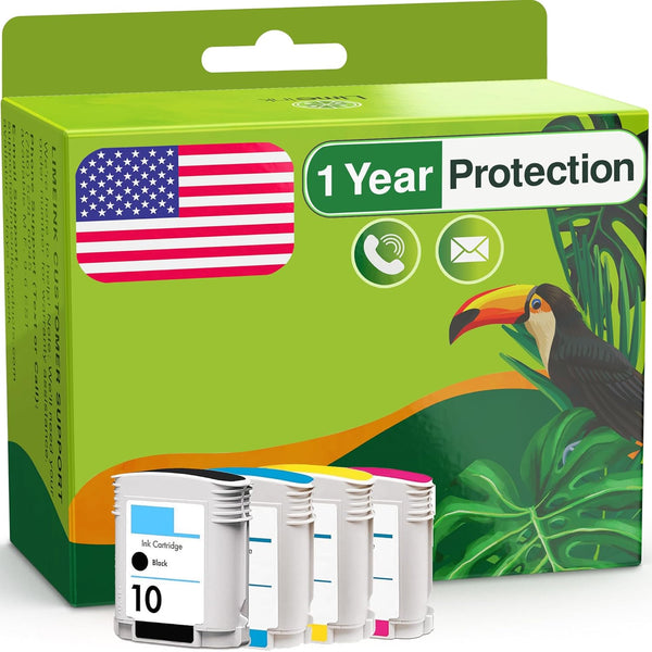 Limeink 4 Compatible Ink Cartridge Replacement for HP 82 Ink - 4pk for HP Designjet 500, 800ps, 10 Black Ink