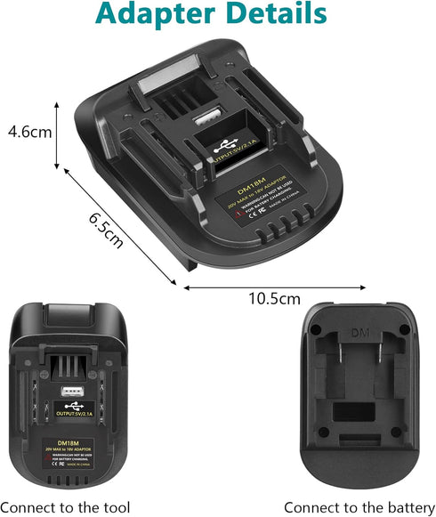 KUNLUN DM18M Battery Adapter for Makita 18V Tools, Convert Dewalt 20V & Milwaukee M18 Batteries to Makita 18V