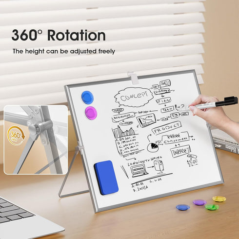 MaxGear White Board with Stands, 16" x 12" Large Double-Sided Dry Erase Board for Kids, Desktop & Tabletop Whiteboard Easel for Home, Office, School - Planning, Memo, to Do List