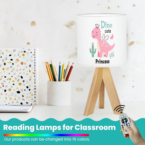 OEPWQIWEPZ Tripod Bedside Desk Table Lamp Princess Girl Dino Cute Dinosaur Fairy Baby Sweet Graphic Poster Wood