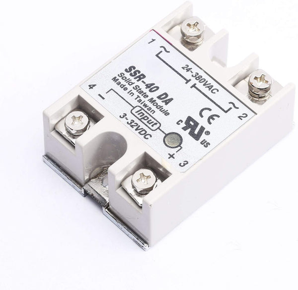 DEVMO SSR-40DA Solid State Relay, DC-AC 3-32VDC 24-380VAC for Temperature Controller Tool
