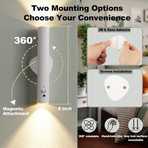 Dimmable 1pcs LYTARA Rechargeable Wall Sconces | LED Cordless Lamp with Remote, Motion Sensor, Metal Body | Battery