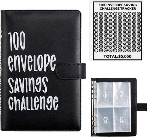 AASLOB 100 Envelopes Money Saving Challenge, 100 Envelope Challenge Binder, Easy and Fun