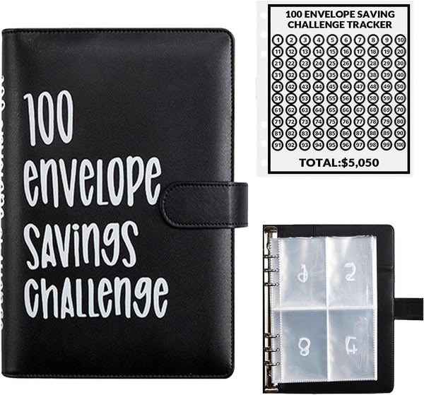 AASLOB 100 Envelopes Money Saving Challenge, 100 Envelope Challenge Binder, Easy and Fun