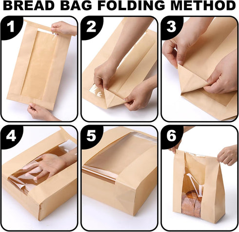 betkou 45 Pack Packaging 48 Paper Bread Bags for Homemade Baking - Tin Tie Tab Lock Sourdough Bag, Large Loaf