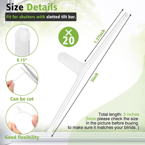 Maasechs 20 Parts1 3 Inch Pcs Shutter Repair Slider Connector with Slotted Tilt Bar for Polysatin Plantation Shutter