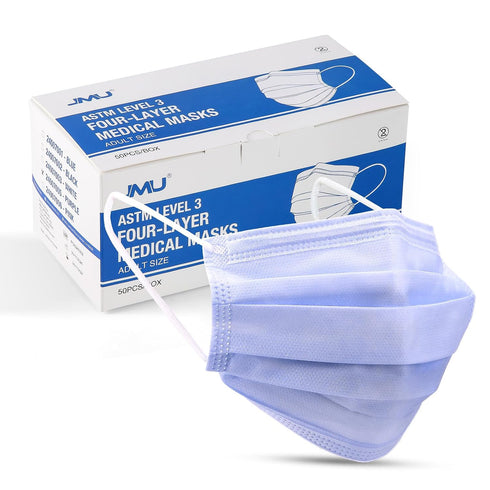 JMU 50 Pack Disposable Face Masks, 4-Ply ASTM Level 3 Medical Masks