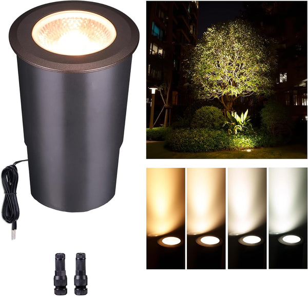 Low Voltage Well Lights - 5 Colors Temp IP67 Outdoor In-Ground Lights,
