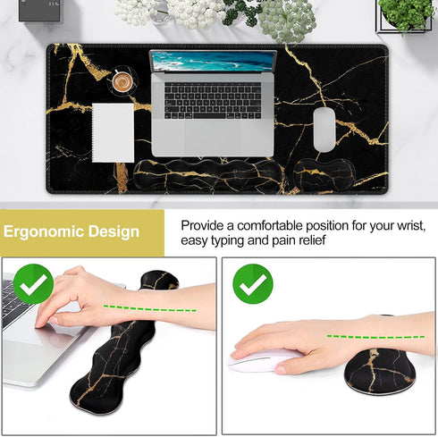 iLeadon Pad Set, Large Gaming Mouse Pad + Keyboard Wrist Rest + Mouse Pad with Support, 35.4x15.7in Desk Mat