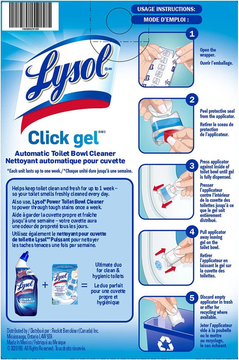 6 Pack Lysol Click Gel Automatic Toilet Bowl Cleaner, Gel Toilet Bowl Cleaner, for Cleaning and Refreshing, Ocean