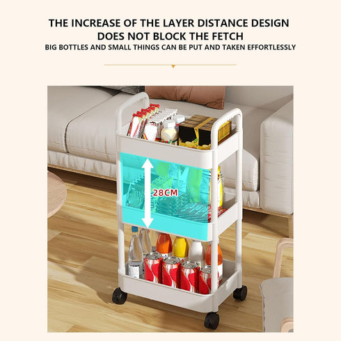 Rolling Carts with Wheels, Rolling Storage Cart with Handle and Lockable Wheels, Storage Cart On Wheels for Office