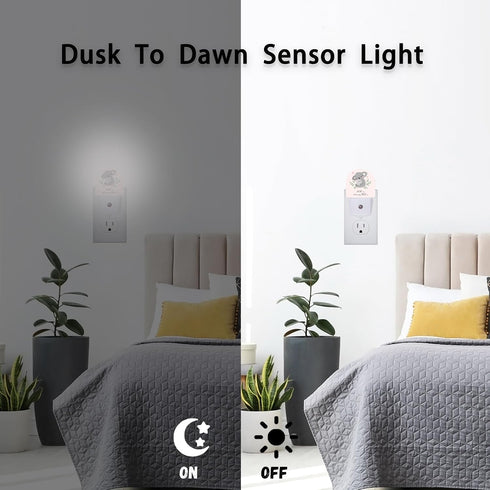 Cute Koala Mom and Baby Night Lights Plug into Wall for Girls Boys Room,Night Light LED Lamp Dusk to Dawn Sensor Round