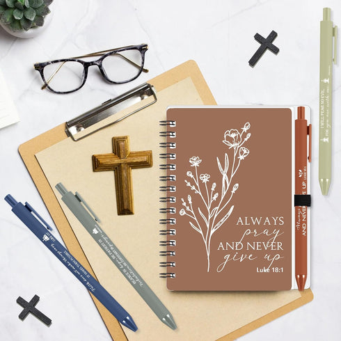 Kosiz 20 Sets Christian Gifts, A6 Spiral Notebook Bible Journal, Aesthetic Notepad with Ballpoint Pen for Church Gifts