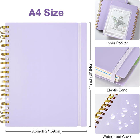 Spiral Notebook 8.5" x 11", 5 Subject College Ruled with Removable Dividers, 300 Pages, Thick Spiral Journal