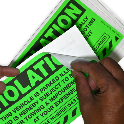 SmartSign Parking Violation Stickers, Pack of 50 Labels, 5" x 8" Paper, Fluorescent Green, USA-Made