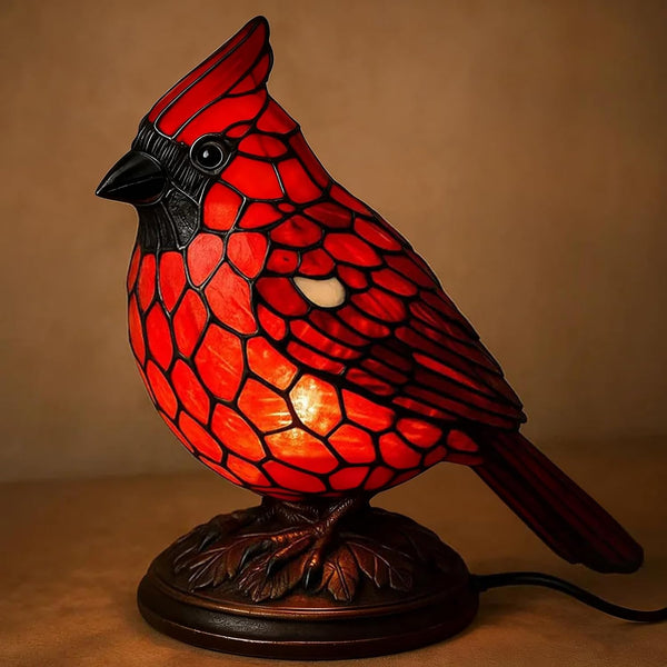 UDIYO Cardinals Table Lamp Resin Red Bird Night Light for Bedside Living Room