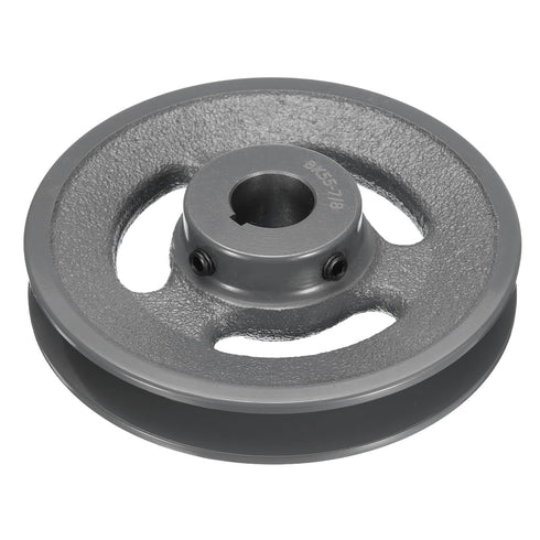 uxcell BK55-7/8 V-Belt Sheave, 7/8" Bore 5.25" OD Single Groove Cast Iron Sheave for 3L or B Belt