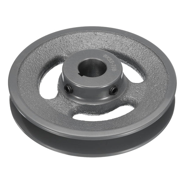 uxcell BK55-7/8 V-Belt Sheave, 7/8" Bore 5.25" OD Single Groove Cast Iron Sheave for 3L or B Belt