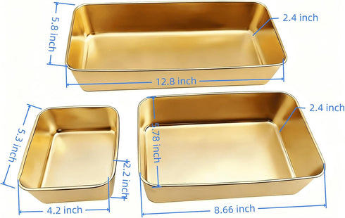 ArtHue 5pcs Drawer Organizer Storage Box , Stainless Steel Kitchen Gold Utensils Tray Holder Desk Drawer Dividers