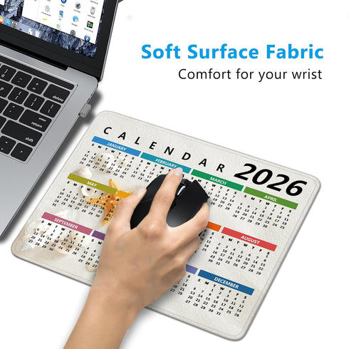 CASEOET 2026 (9.5X 7.9 Inch) Calendar Mouse Pad with Stitched Edges, Gaming Mousepad for Computer Laptop Non-Slip