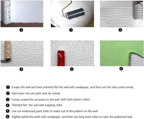 7" DIY Decorative Patterned Paint Roller - Rubber Roller for Wall Treatments and Furniture Decoration