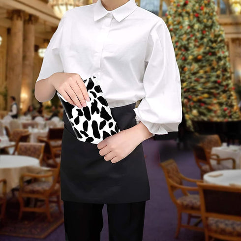Dikoer PU Leather Server Books for Waitress, 7 Large Pockets with Zipper, Pen Holder Personal Organizer Wallet, Cow