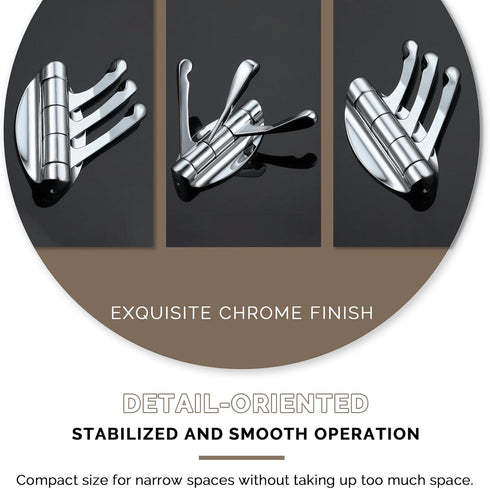 Angle Simple Towel Hook Chrome 2 PCS, Metal Swivel Folding Bathroom Hook, Heavy Duty Clothes Robe Holder for Wall Mount