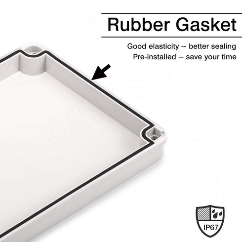 QILIPSU Junction Box with Mounting Plate, 110x80x70mm, Grey ABS Plastic DIY Electrical Project Case IP67 Waterproof