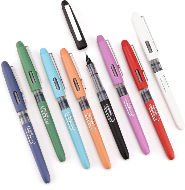 WRITECH Liquid Ink Rollerball, 0.5mm Extra Fine Point, 8 Assorted Colors for Smooth Writing, Journaling, Drawing