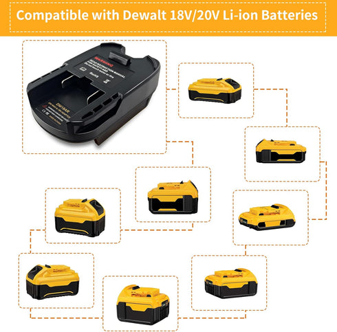 DM18AR Battery Adapter for Milwaukee 18V M18 to Ridgid AEG Tools, Also for Dewalt 20V Li-ion Max XR Battery